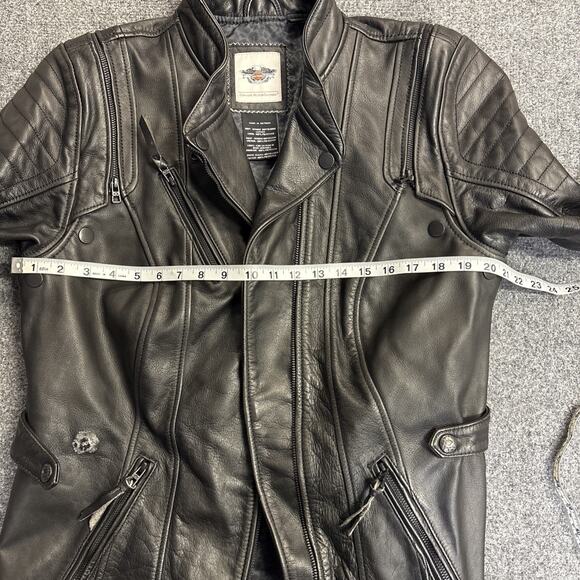 Harley Davidson Women's XL 100% Genuine Leather Motorcycle Jacket Embroidery - Picture 7 of 15